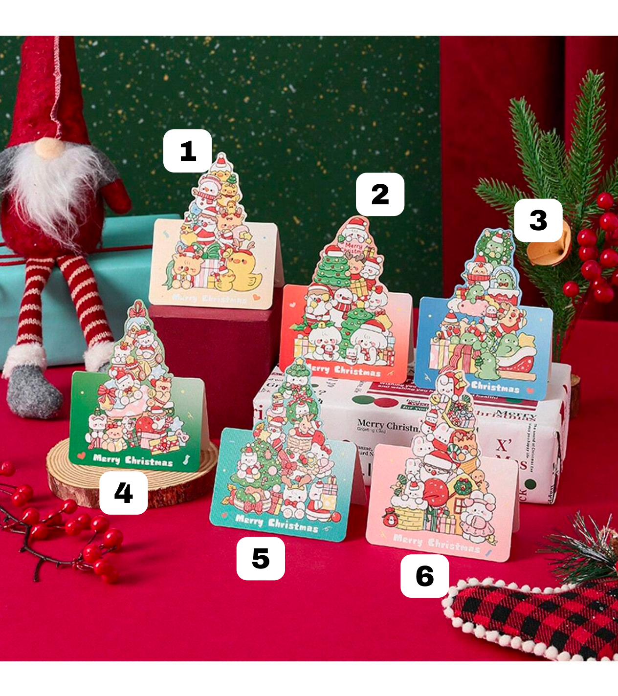 Hyvää Joulua X-Mas Mini Fold Card - Kawaii Christmas