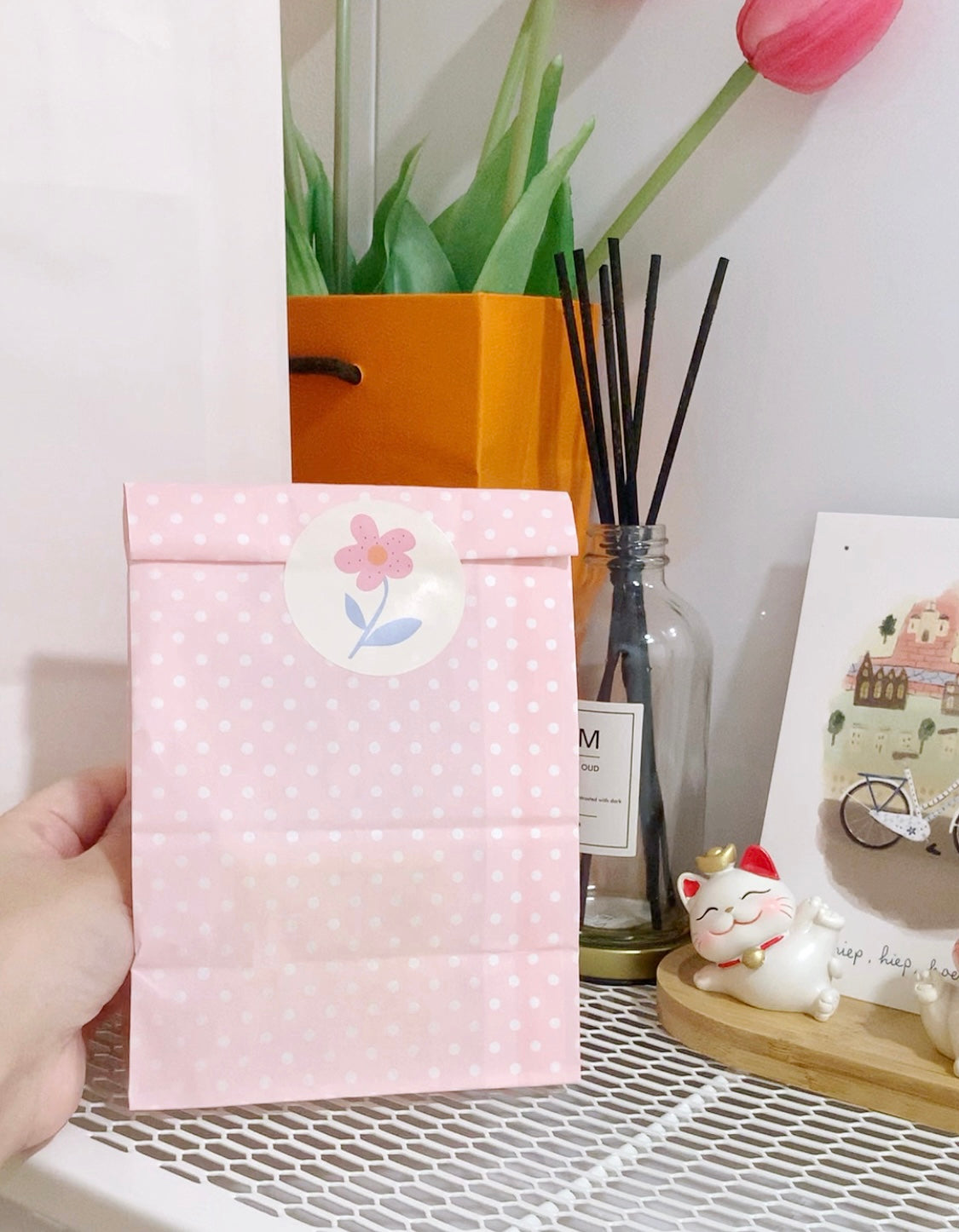(S) Cute Pink Bag  + Free Sticker