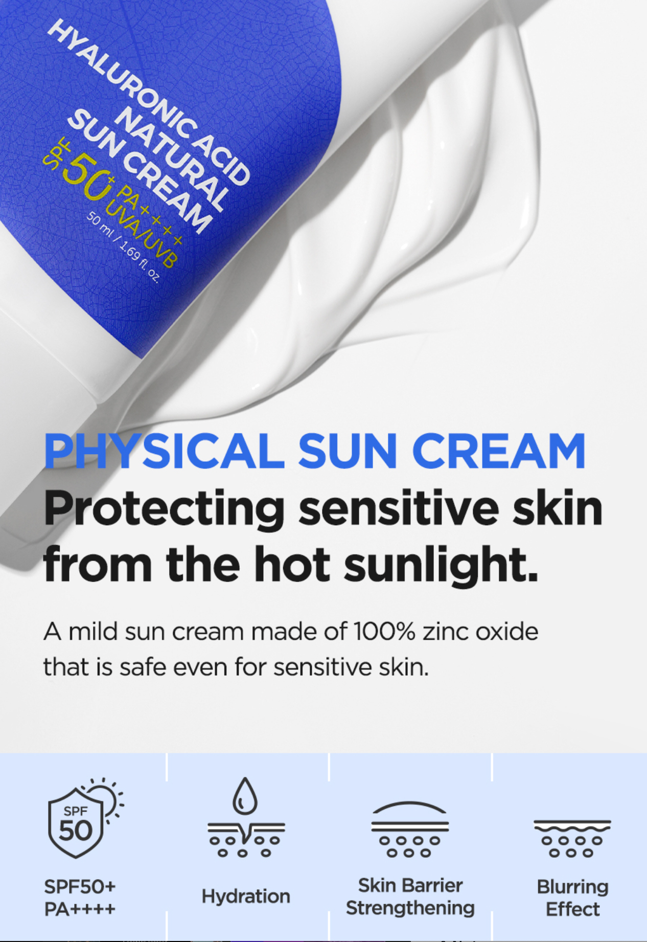 Hyaluronic Acid Natural Sun Cream SPF50+ PA++++