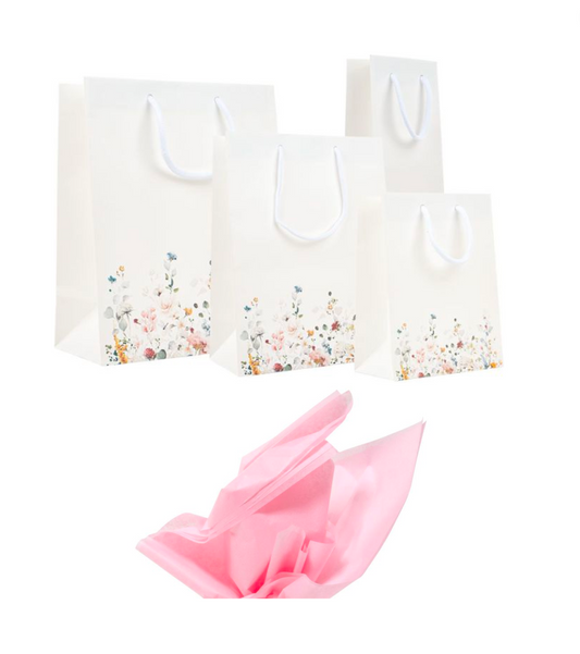 (L) Premium Floral Gift Bag + Free silky paper
