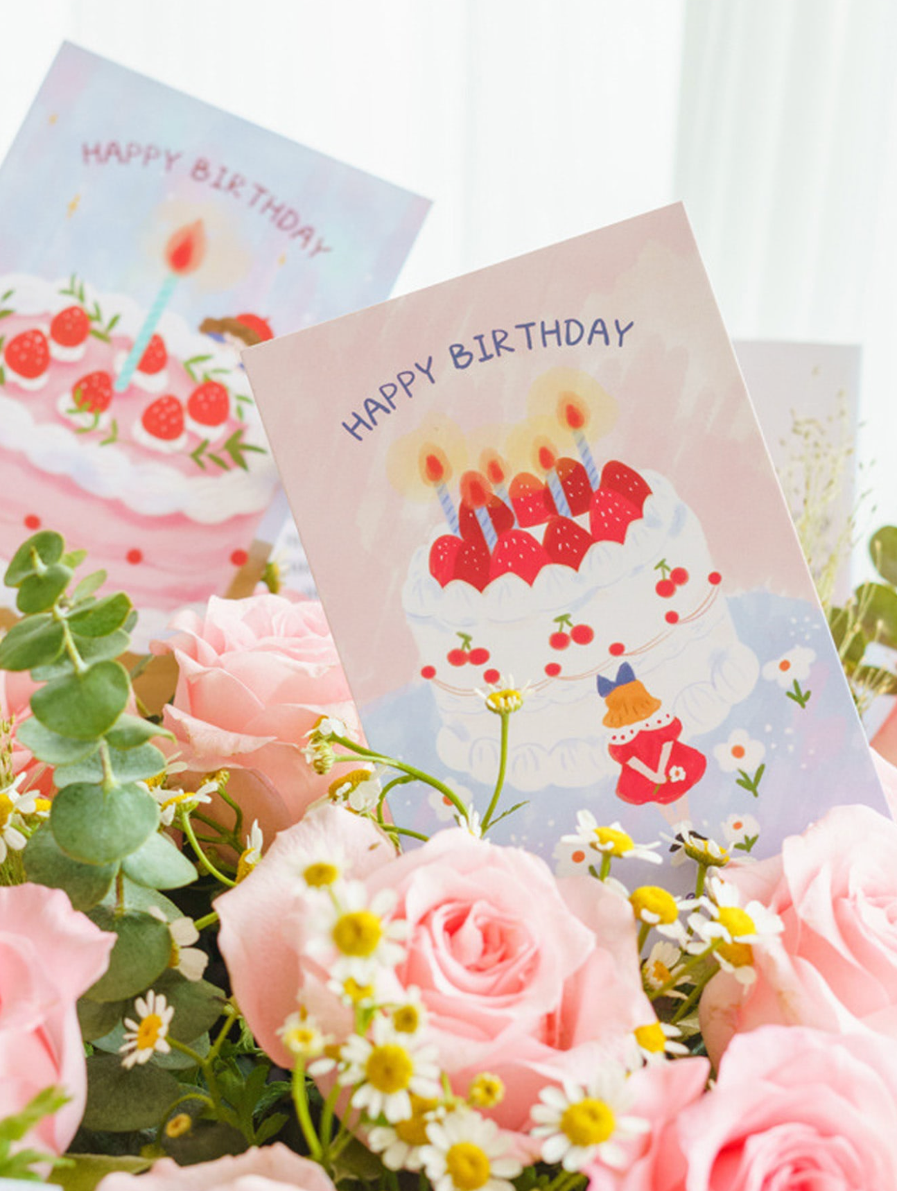 Strawberry Birthday Cake Mini Card