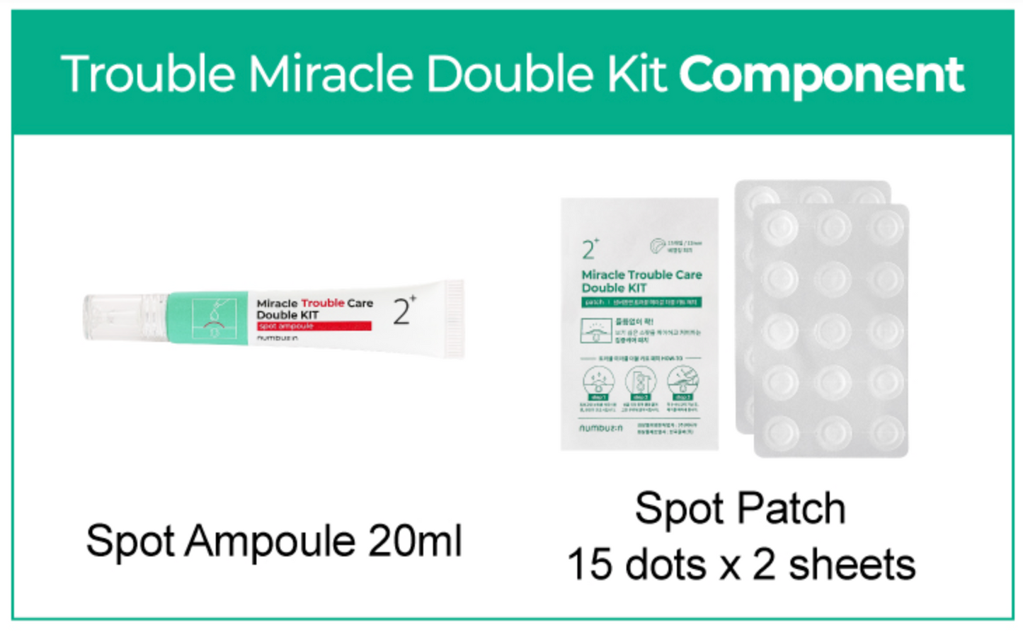 No.2 Miracle Trouble Care Double Kit (30 Spot patches + 20ML ampoule)