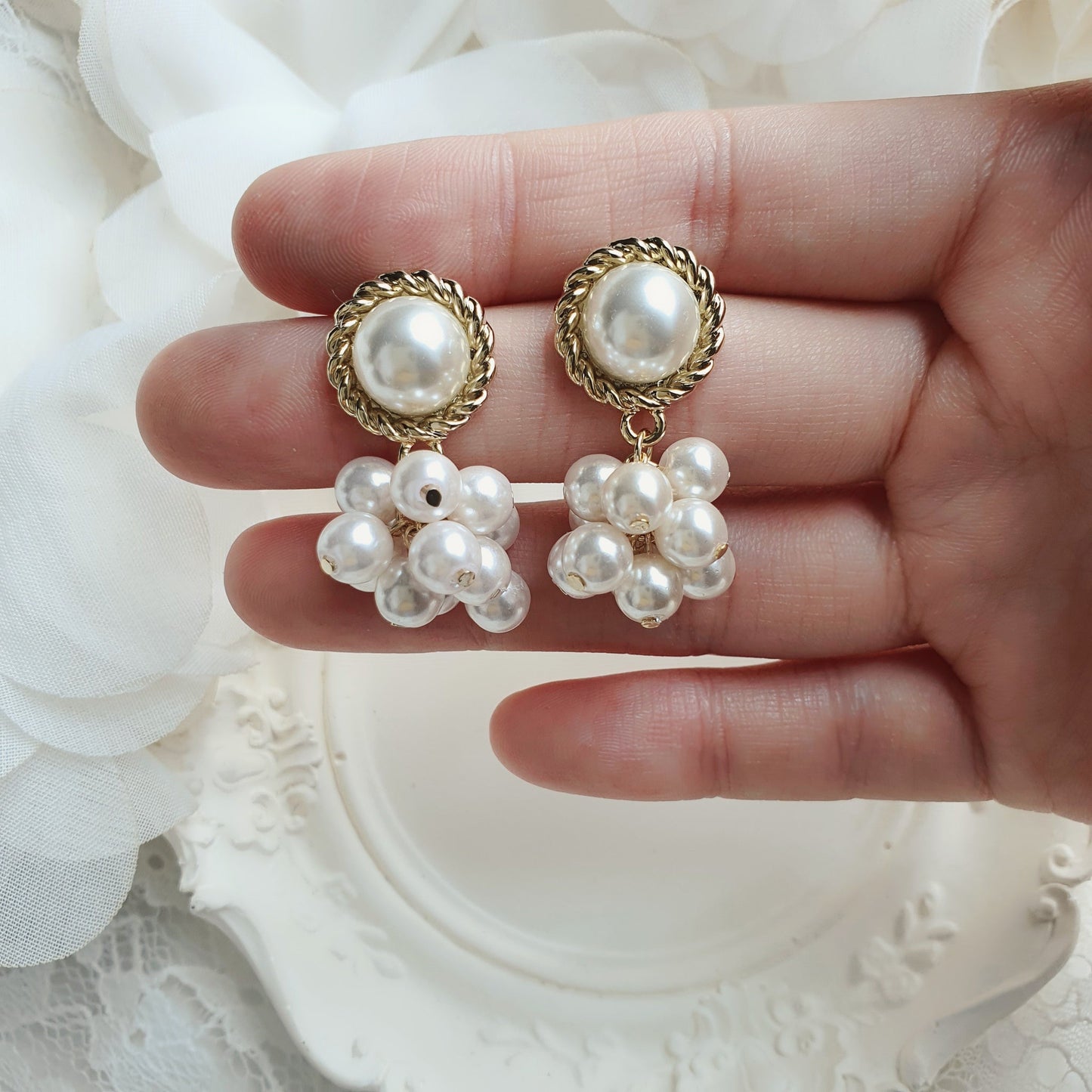 Pearl Bouquet Earrings - Antique ver.
